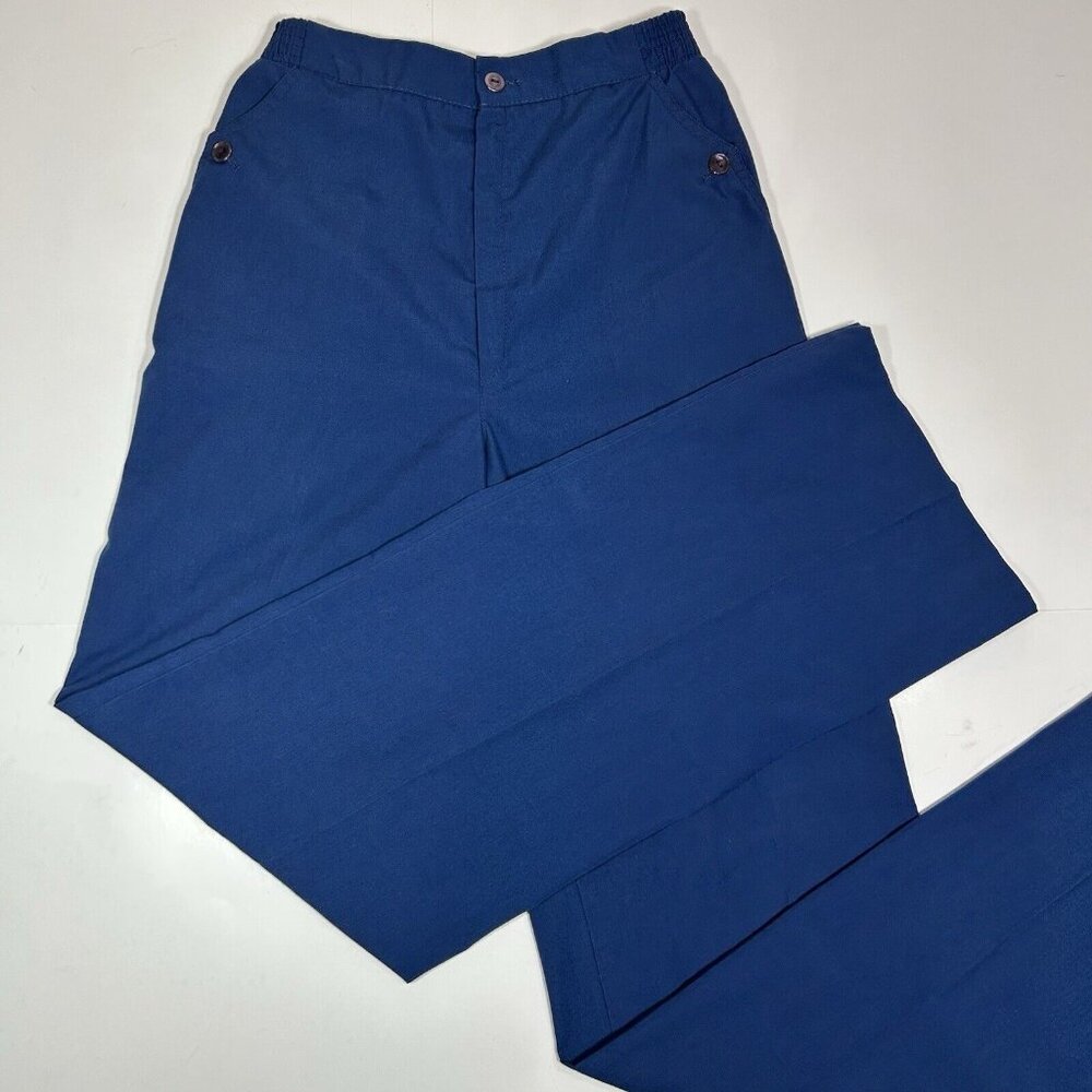 Vtg 70S Alfred Paquette Women Wide Straight Leg Trousers Pants Blue Pockets 6 ?!